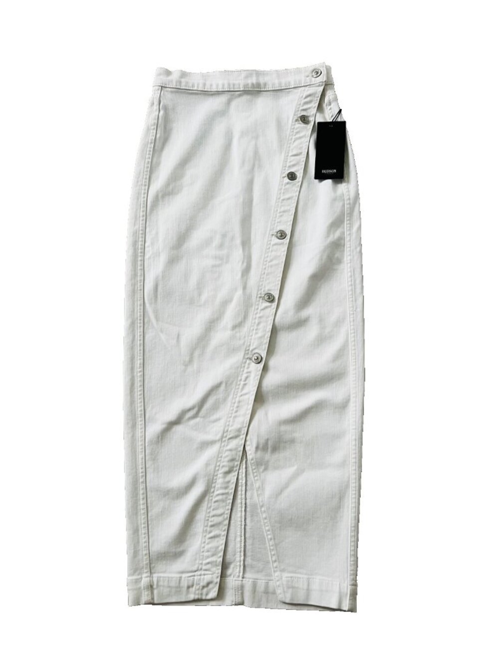 Hudson Reconstructed Denim Pencil Slit Skirt White ( 24 )